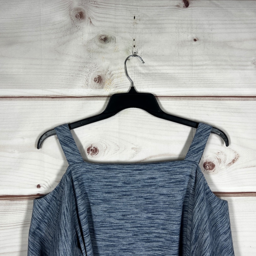 Cold Shoulder Ruffle Tank Top - Blue - Picture 9 of 9